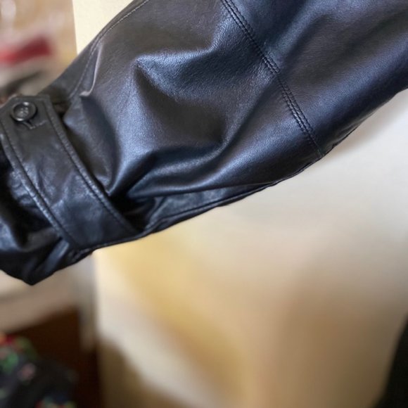 Fairfax Men's Vintage Black Leather Trench Coat Size L - Picture 7 of 13